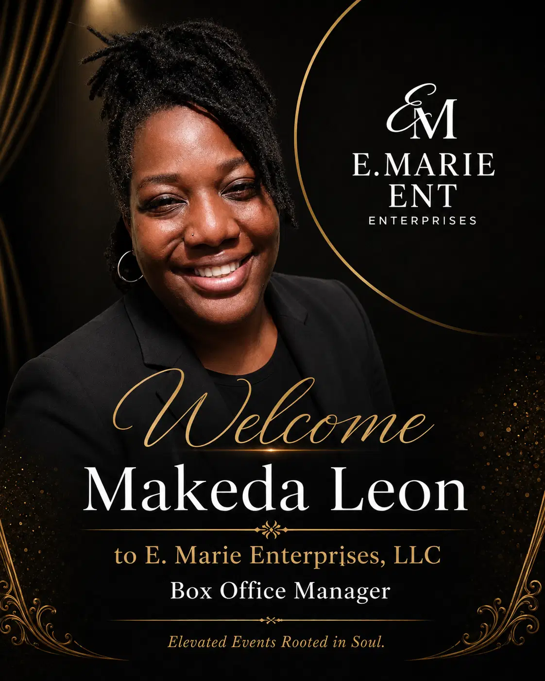 Makeda Leon, box office manager at E. Marie Enterprises